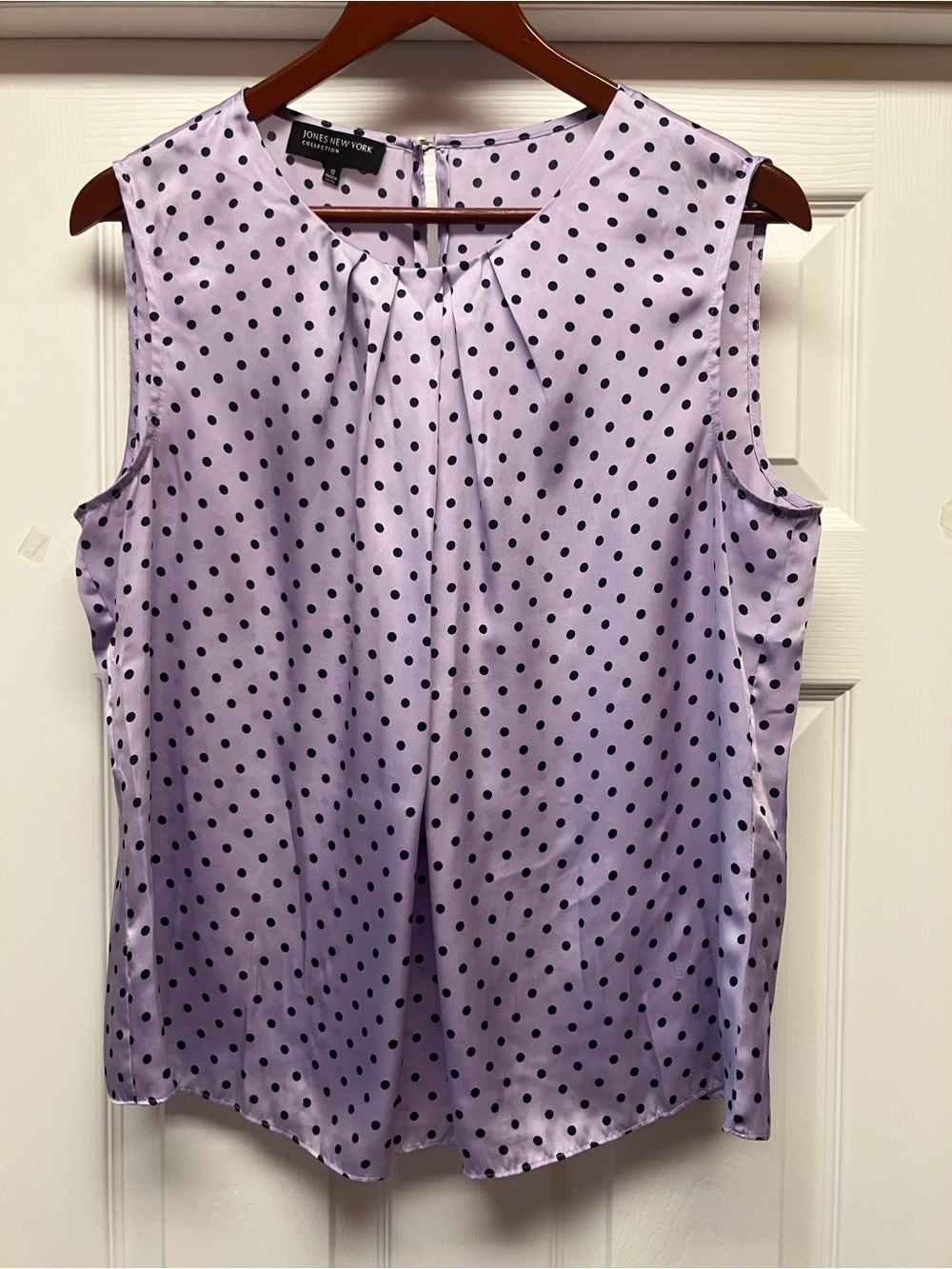 Jones New York Lavender Polka Dot Sleeveless Blouse